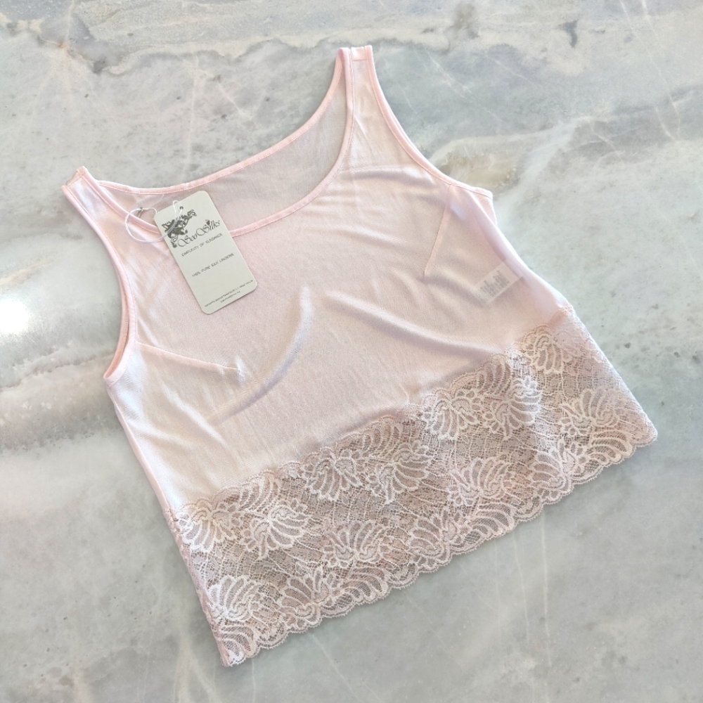 Elegant Pink Lace Trim Camisole